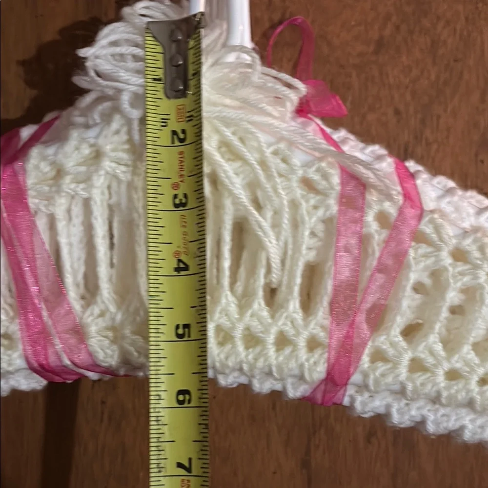 Handmade Crochet Hangers set of 9 white and 1 cream.